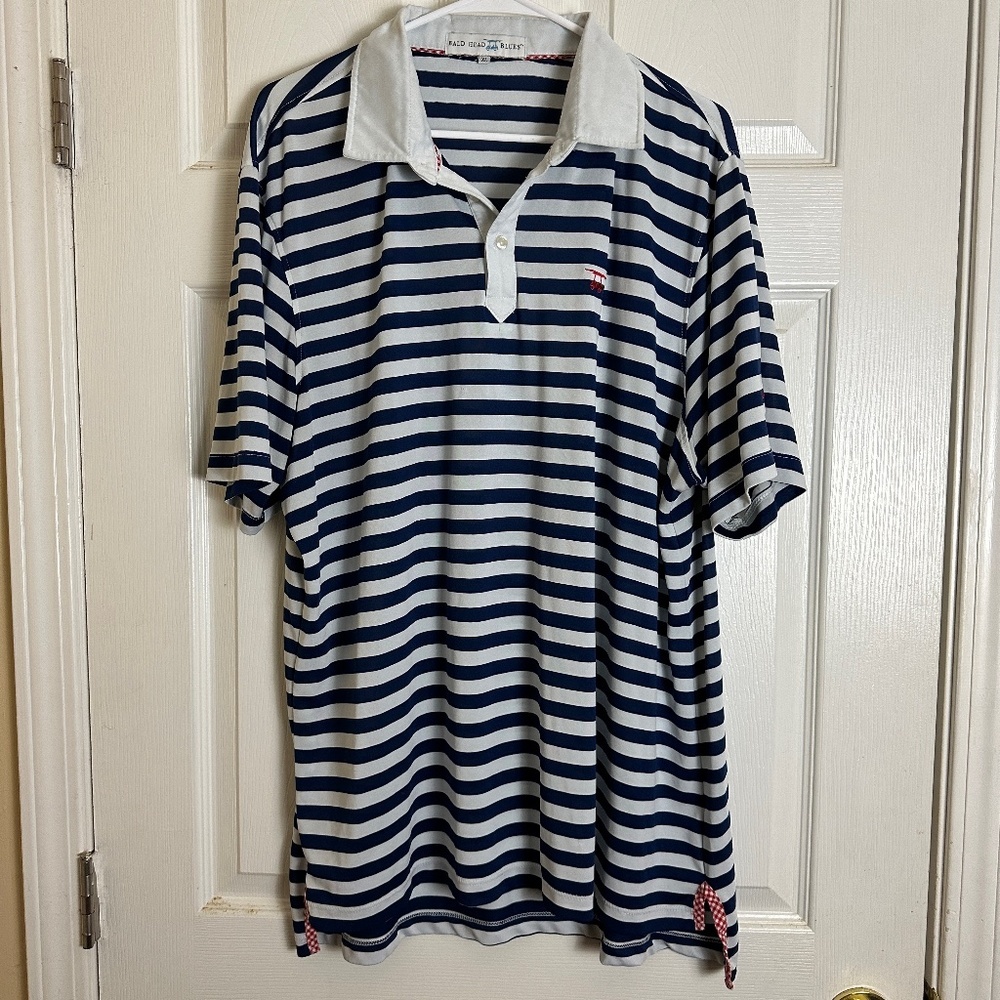 Bald Head Blues Short Sleeve Striped Golf Polo Black Stone Golf Course Men XL